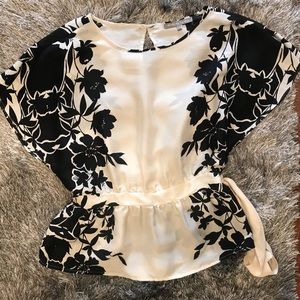 White and black flower blouse